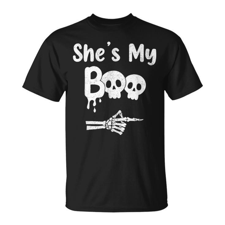 Ing Halloween Pajama Couples She’S My Boo Skull Face T-Shirt