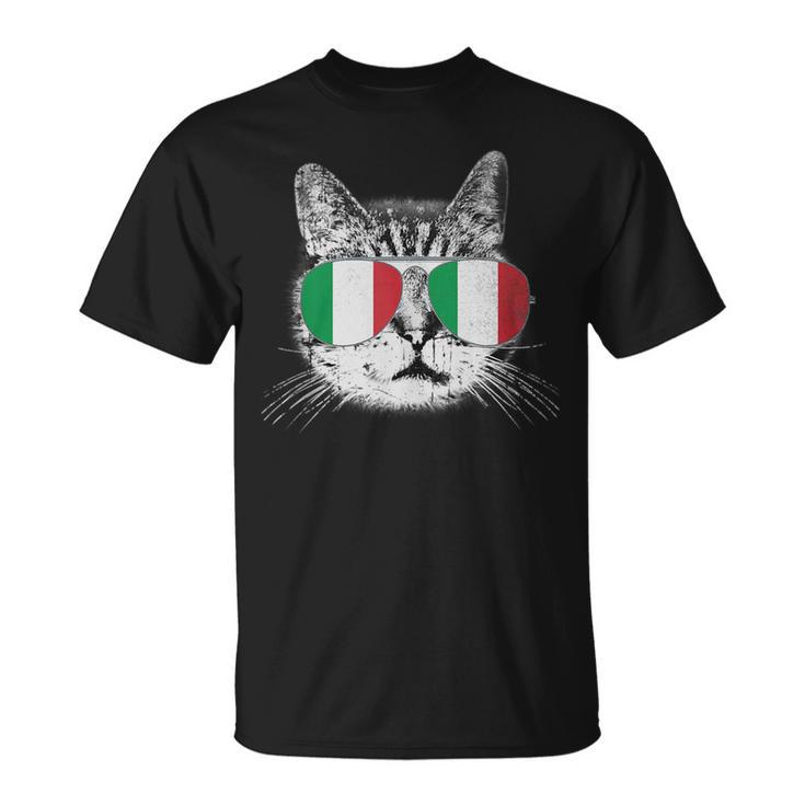 Italian Italy Flag Country Roots Cat Lover Pride Gift Family  Unisex T-Shirt