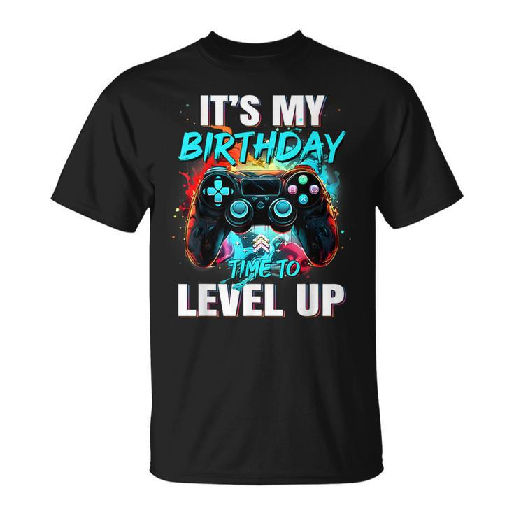 It's My Birthday Boy Time To Level Up Video Game Birthday T-Shirt