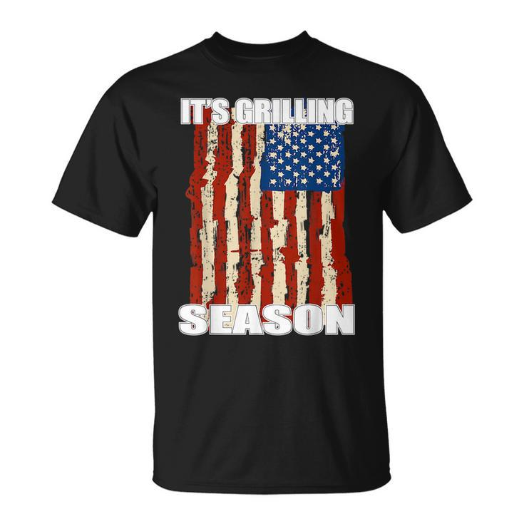 Its Grilling Season  Men Usa Flag Bbq Tools Summer Usa Funny Gifts Unisex T-Shirt