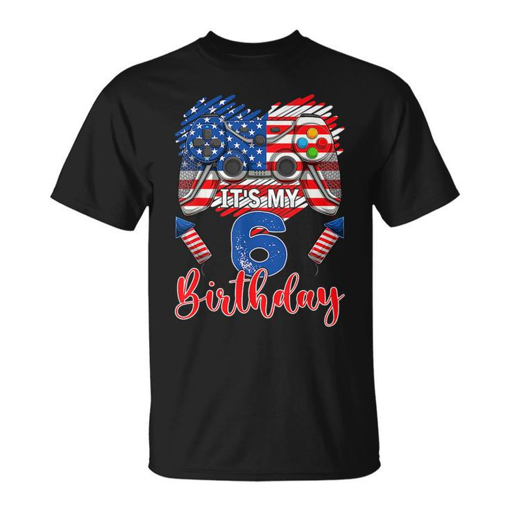 Its My 6Th Birthday 6 Years Old July 4Th Gamer Controller  Unisex T-Shirt