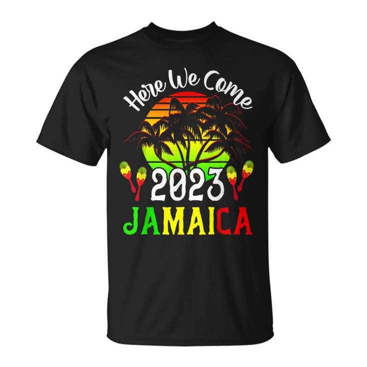 Jamaica 2023 Here We Come Jamaican Family Vacation Trip  Unisex T-Shirt