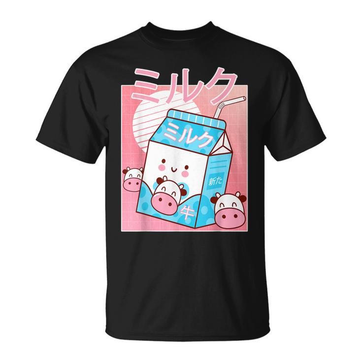 Japanese Kawaii Cow Milk Shake Carton Funny Retro 90S  Unisex T-Shirt