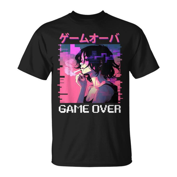 Japanese Vaporwave Sad Anime Girl Game Over Indie Aesthetic  Unisex T-Shirt