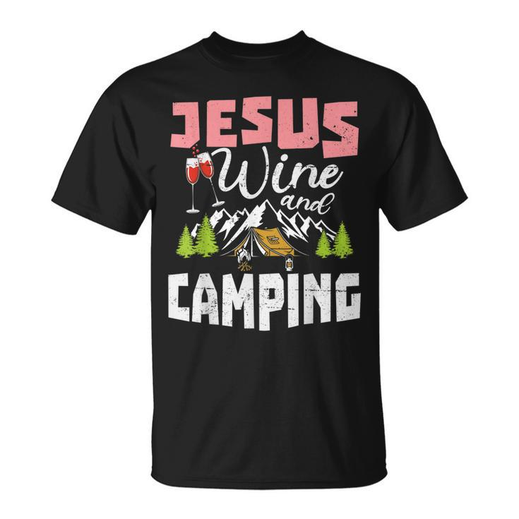 Jesus Wine And Camping  For Women Mom Girl Unisex T-Shirt