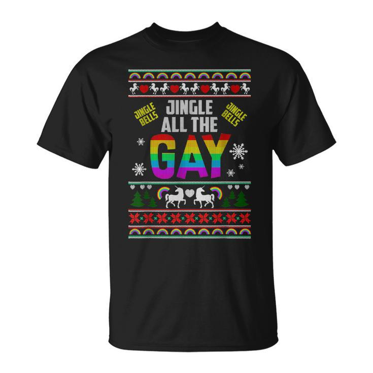 Jingle Bells Jingle All The Gay Ugly Christmas Sweater T-Shirt
