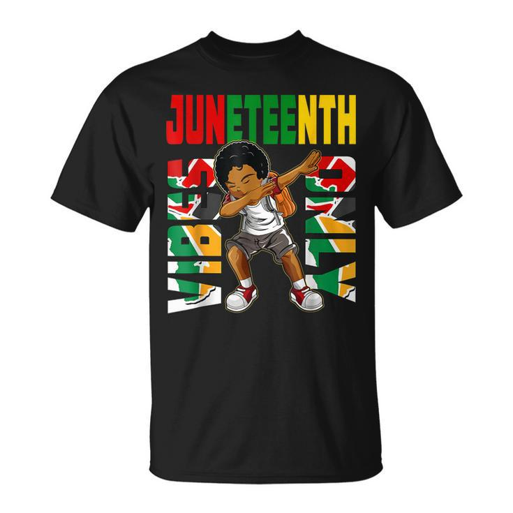 Junenth 1865 Dabbing Vibes Only Black African Boys Kids Unisex T-Shirt