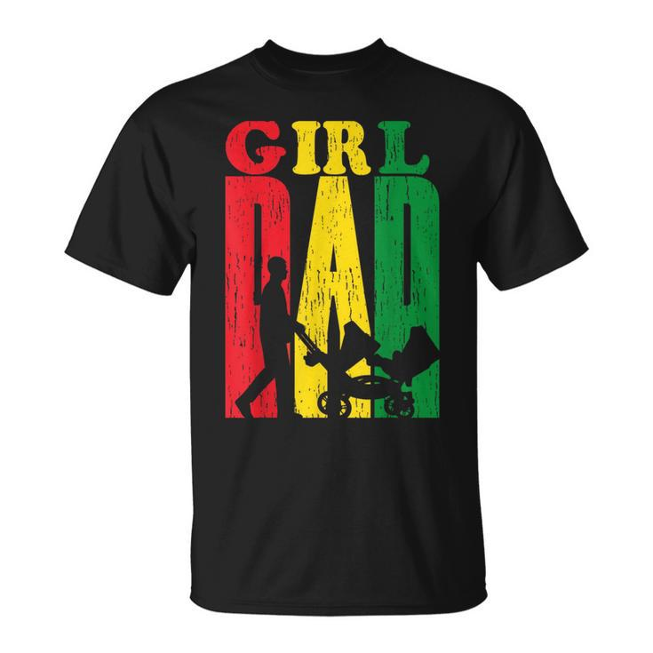 Junenth Black Afro Fathers Day Girl Dad Father Melanin  Unisex T-Shirt