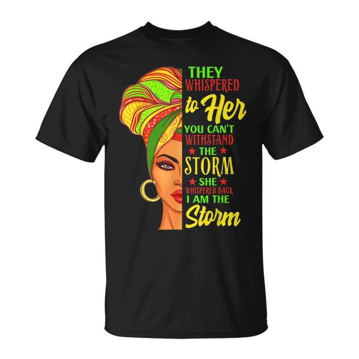 Junenth Black History African Woman Afro I Am The Storm  Unisex T-Shirt