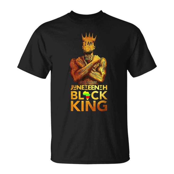 Junenth Black King Melanin Dad Fathers Day Black Afro  Unisex T-Shirt