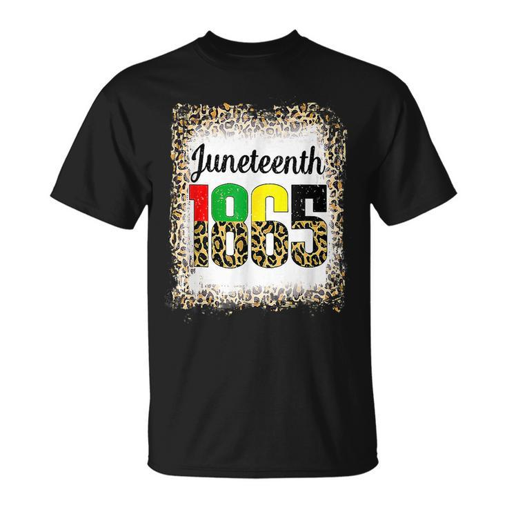 Junenth Leopard American African 1865 Bleached Flag Pride  Unisex T-Shirt