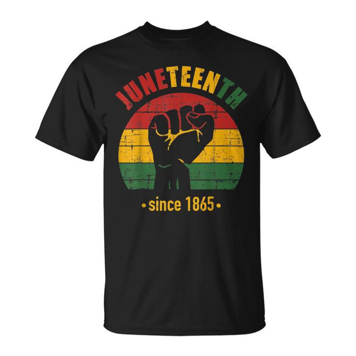 Junenth Since 1865 With Pan African Flag And Fist  Unisex T-Shirt