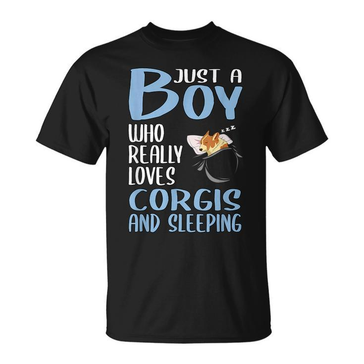 Just A Boy Who Really Loves Corgis And Sleeping  Unisex T-Shirt