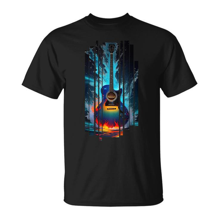 Just Shred Guitar Music Ocean Graphic T-Shirt