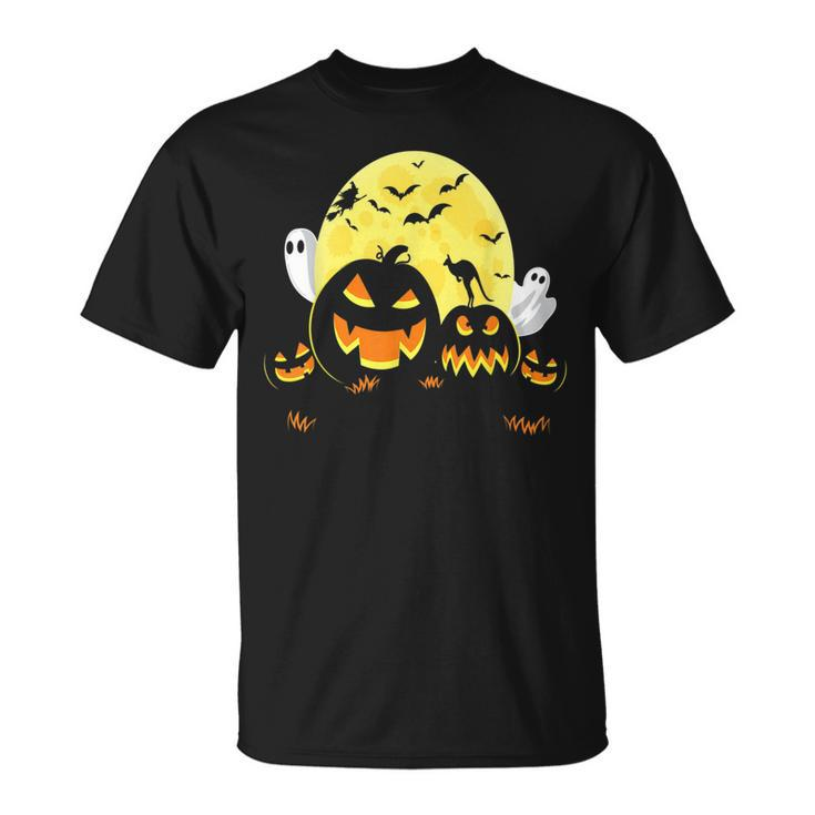 Kangaroo On Scary Pumpkin Halloween Full Moon Boo Ghost  Unisex T-Shirt