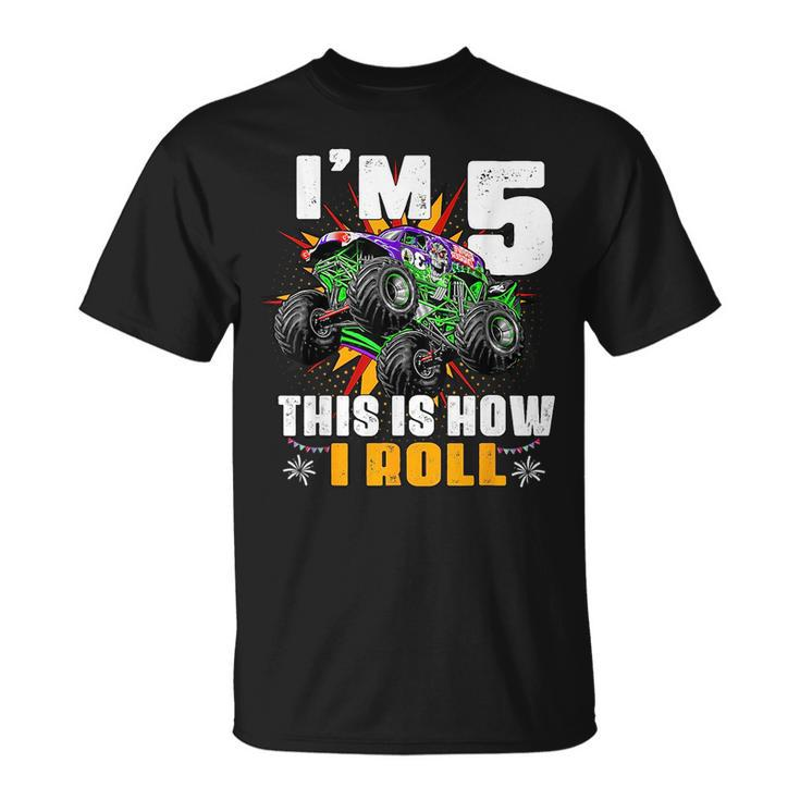 Kid 5Th Birthday Boy Monster Truck Rule Jam Five Years Unisex T-Shirt