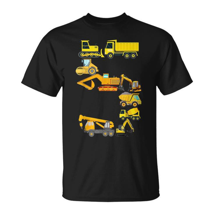 Kids Construction Truck 5Th Birthday 5 Years Old Boys  Unisex T-Shirt