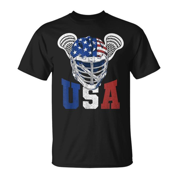 Lacrosse American Flag Lax Helmet 4Th Of July Usa Patriotic  Unisex T-Shirt