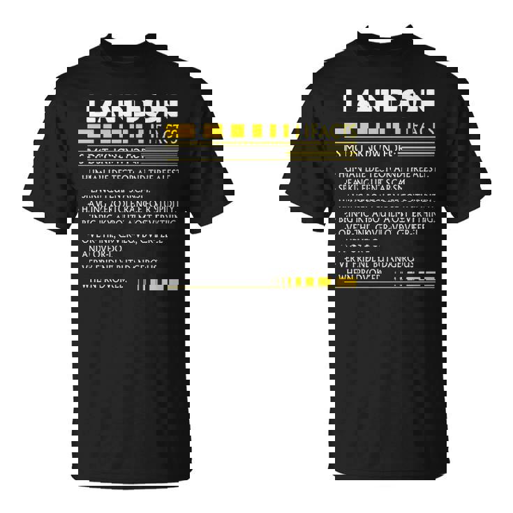 Landon Name Gift Landon Facts V2 Unisex T-Shirt - Seseable