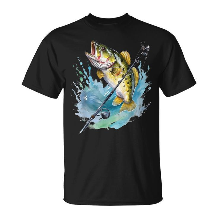 Large Mouth Bass Fish Funny Fishing Fisherman Men Boys  Unisex T-Shirt