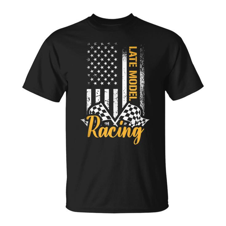 Late Model Dirt Racing Car Race American Flag Usa Model Funny Gifts Unisex T-Shirt