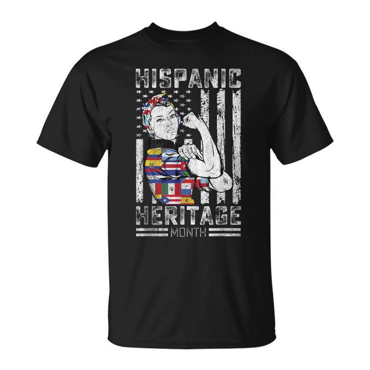 Latin Countries Hands Heart Flags Hispanic Heritage Month T-Shirt