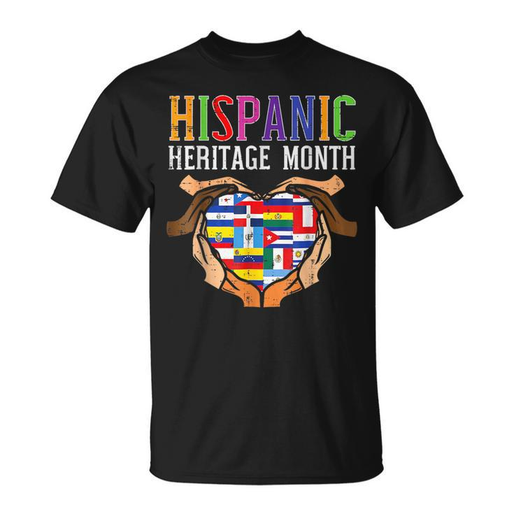 Latino Countries Flag Heart Hispanic Heritage Month T-Shirt