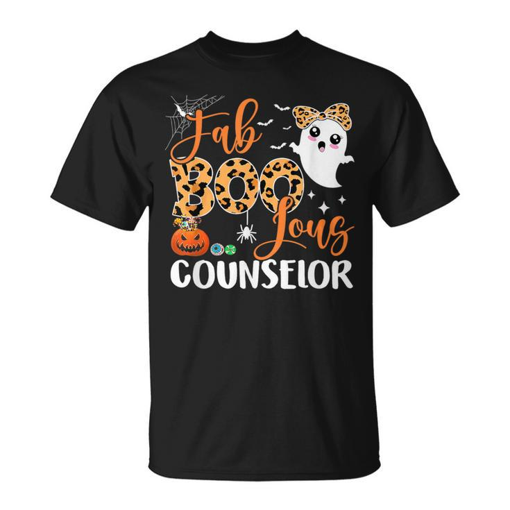 Leopard Fab Boo Lous Counselor School Ghost Halloween T-Shirt