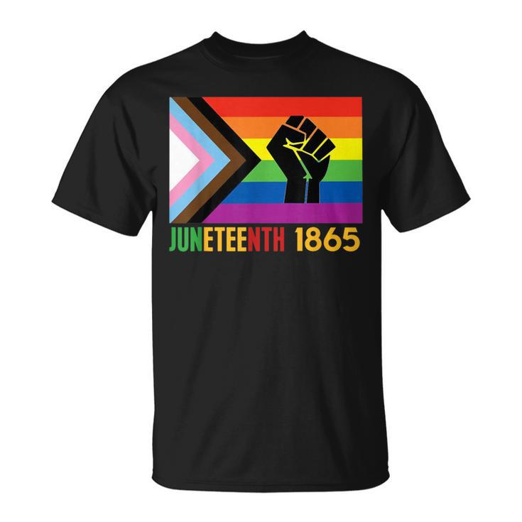 Lesbian Junenth 1865 Lgbt Gay Pride Flag Black History T-Shirt