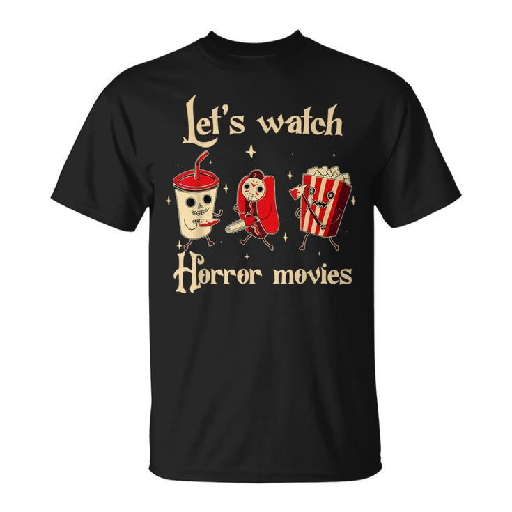 Let's Watch Horror Movies Halloween Costume Hot Dog T-Shirt