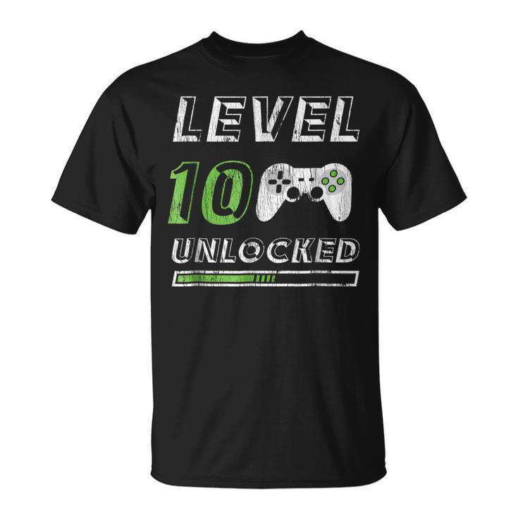 Level 10 Unlocked 10 Year Old Gamer Funny Birthday Unisex T-Shirt