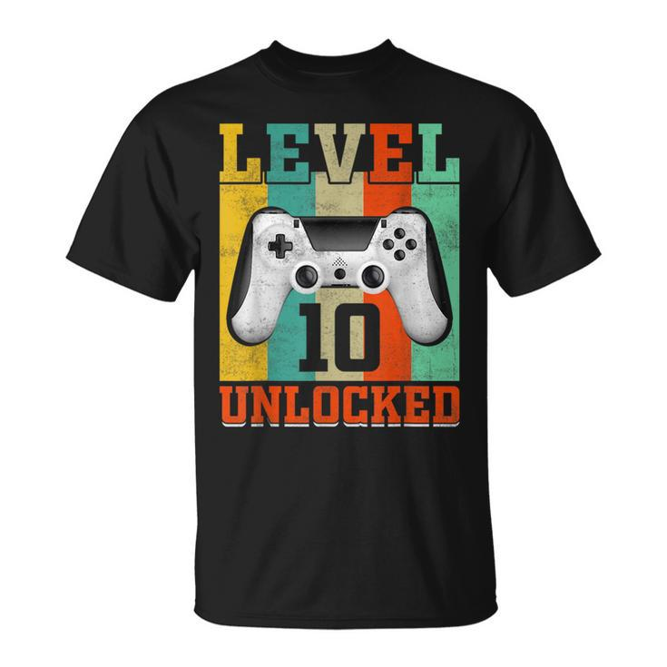 Level 10 Unlocked Birthday For Boys 10 Years Old Gamer Bday  Unisex T-Shirt