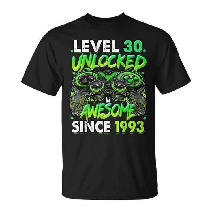 Level 30 Unlocked Awesome Since 1993 30Th Birthday Gaming T-Shirt