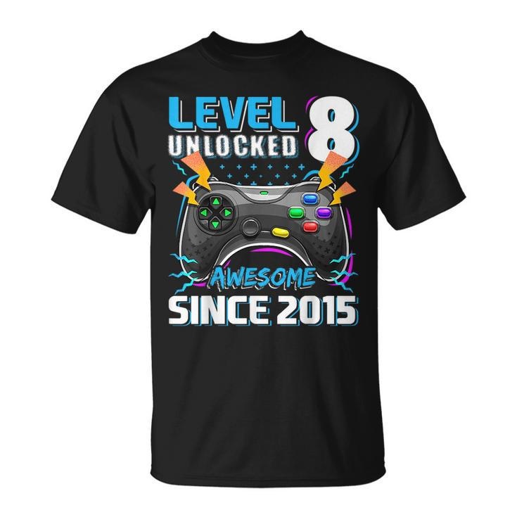 Level 8 Unlocked Awesome 2015 Video Game 8Th Birthday Boy  Unisex T-Shirt