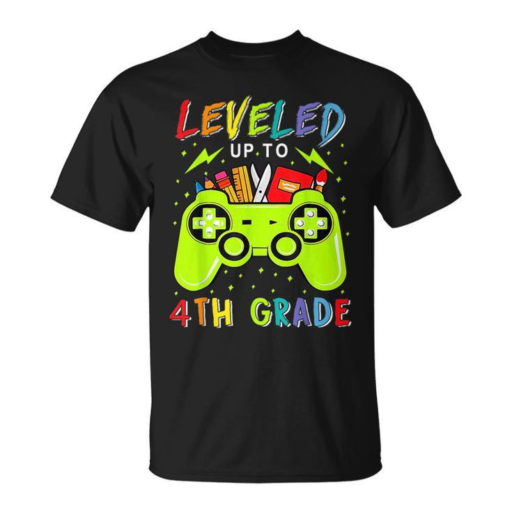 Leveled Up To 4Th Grade Gamer Back To School First Day Boys Unisex T-Shirt