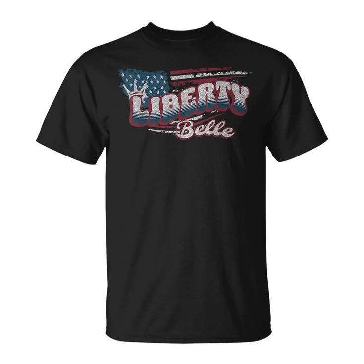 Liberty Belle July 4 American Usa Flag Crown Cute Patriotic Patriotic Funny Gifts Unisex T-Shirt
