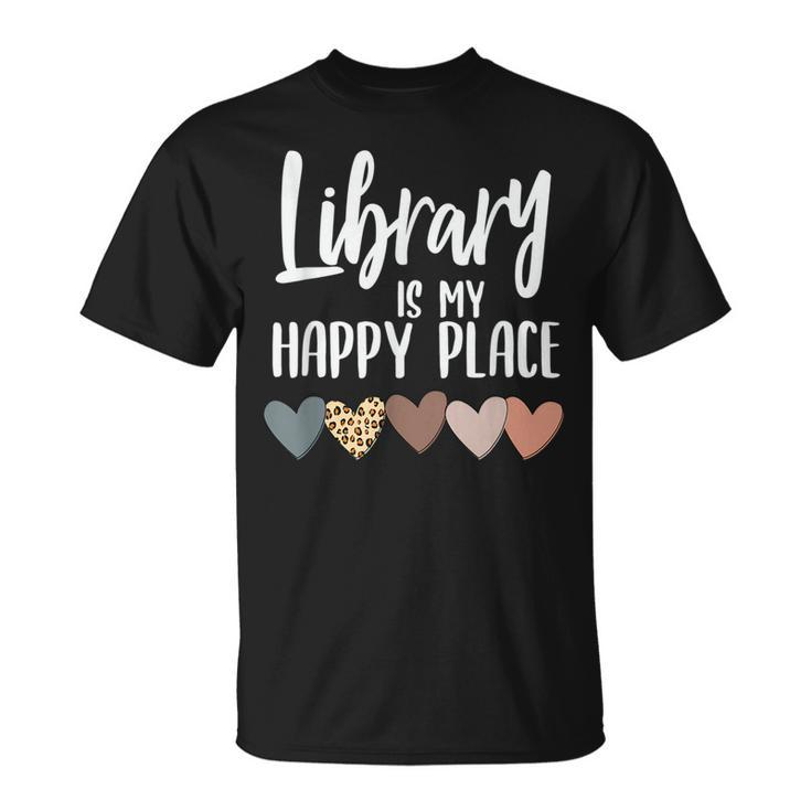 Library Is My Happy Place | Reading & Animal Lover Reading Funny Designs Funny Gifts Unisex T-Shirt