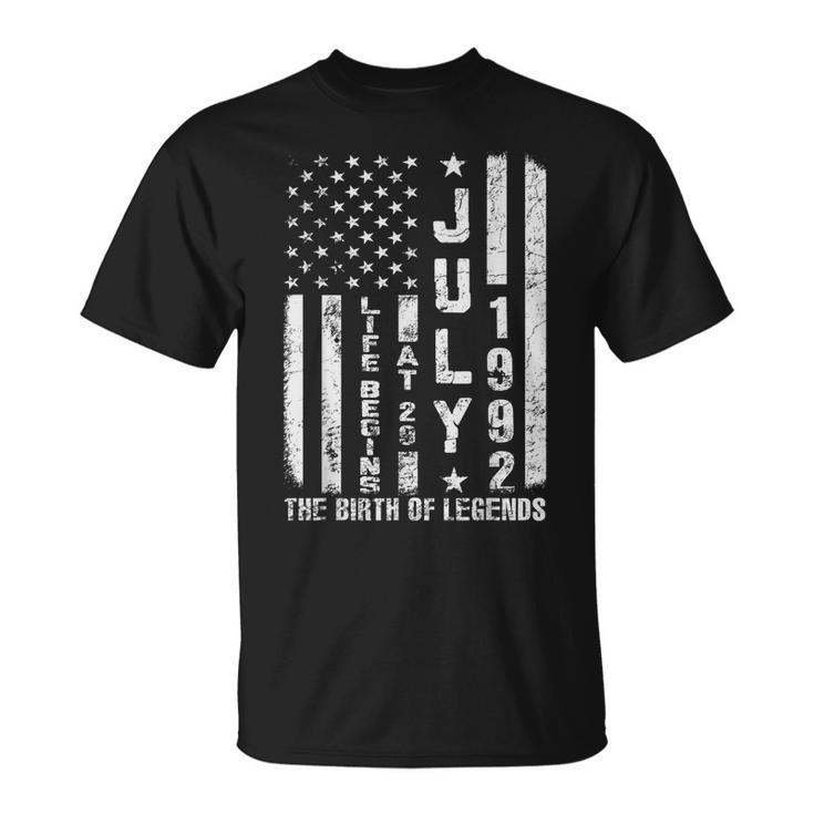 Life Begins At 29 Born In July 1992 The Year Of Legends Unisex T-Shirt