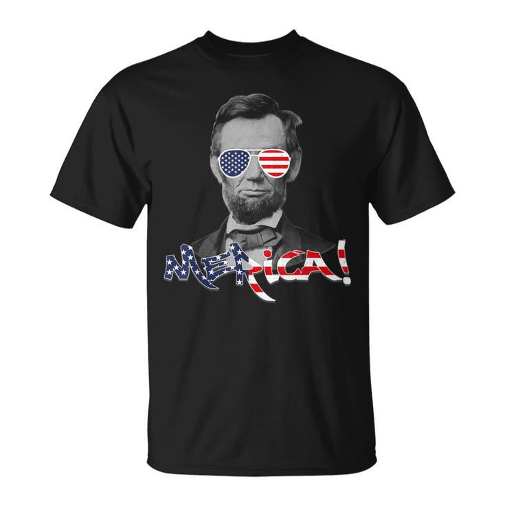Lincoln Merica 4Th July Or Memorial Day Outift T-Shirt