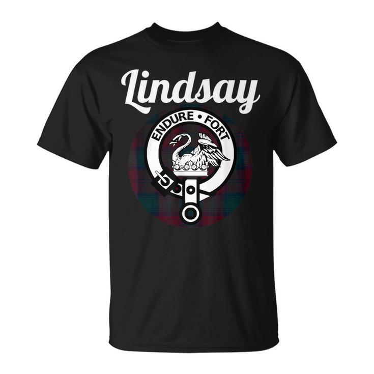 Lindsay Clan Scottish Name Coat Of Arms Tartan Unisex T-Shirt