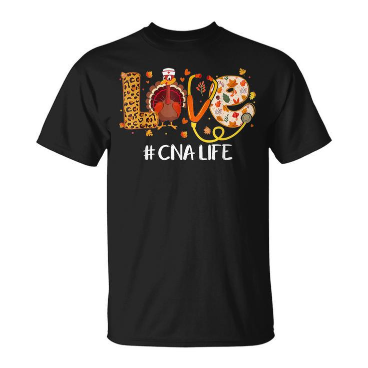 Love Cna Life Turkey Nursing Thanksgiving Scrub Tops T-Shirt