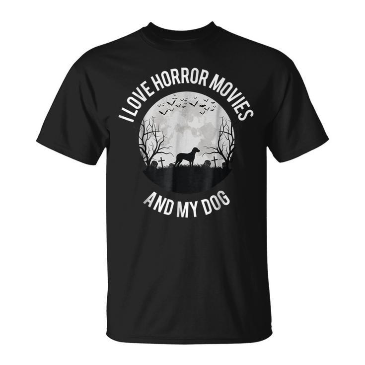 I Love Horror Movies And My Dog Movies T-Shirt