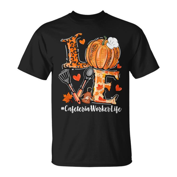 Love Pumpkin Fall Cafeteria Worker Life Pumpkin Leopard T-Shirt