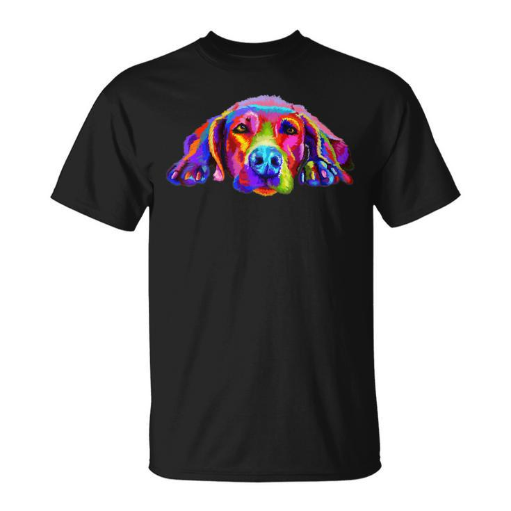 Lovely Weimaraner Waiting For You Rainbow Colors Unisex T-Shirt