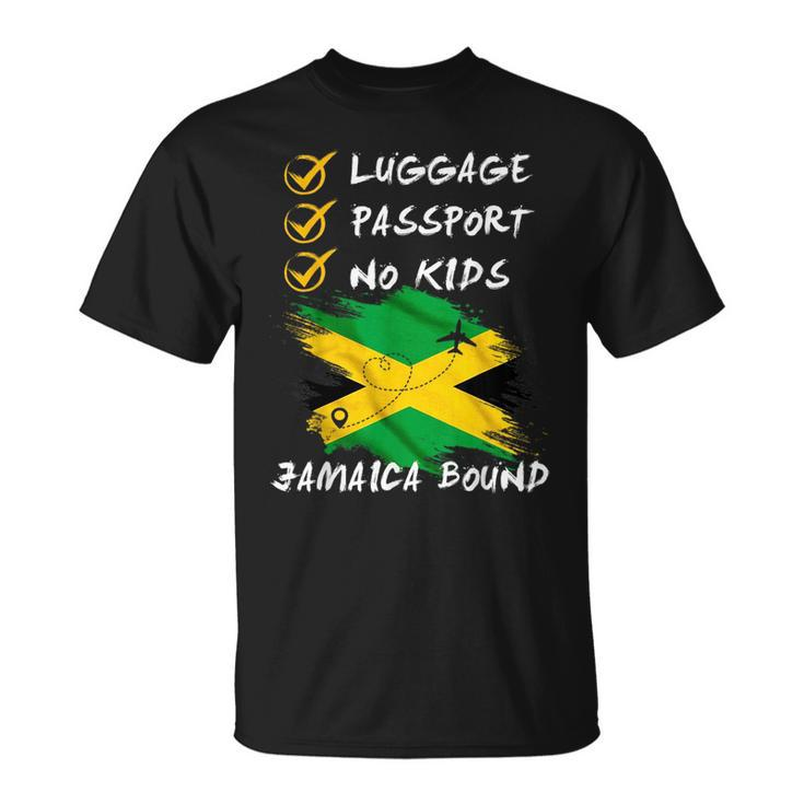 Luggage Passport No Kids Jamaica Travel Vacation Outfit  Unisex T-Shirt