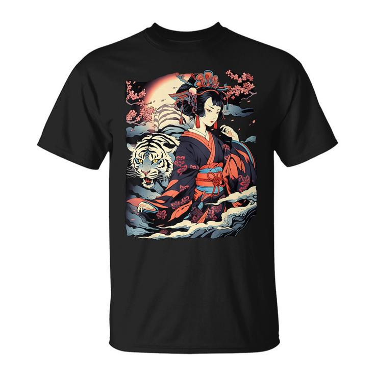 Make A Statement With This Bold Geisha And Tiger Tattoo  Unisex T-Shirt