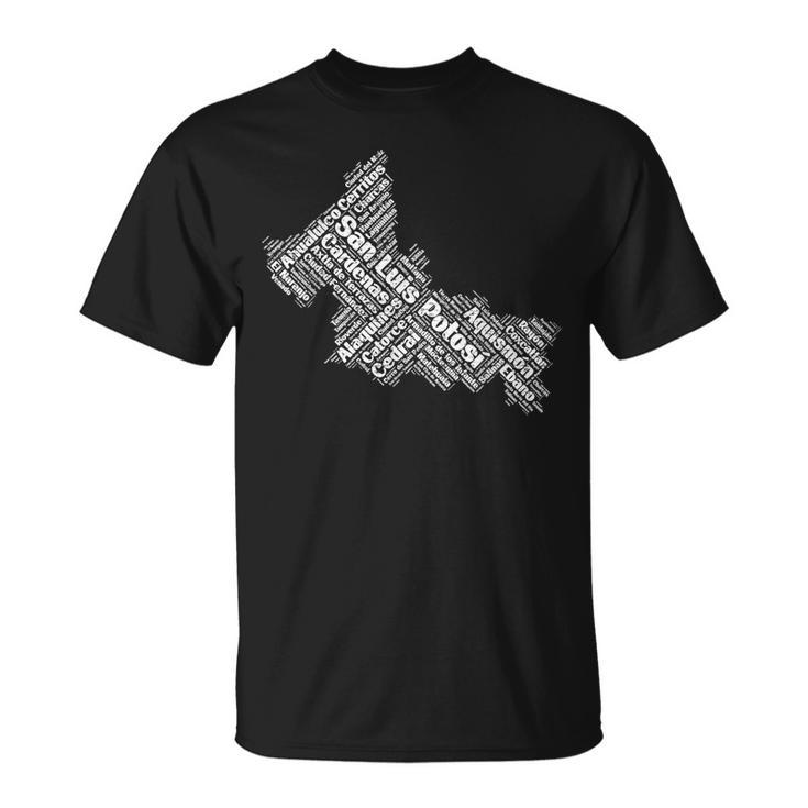 Mapa De San Luis Potosi Mexico Y Municipios T-Shirt | Mazezy