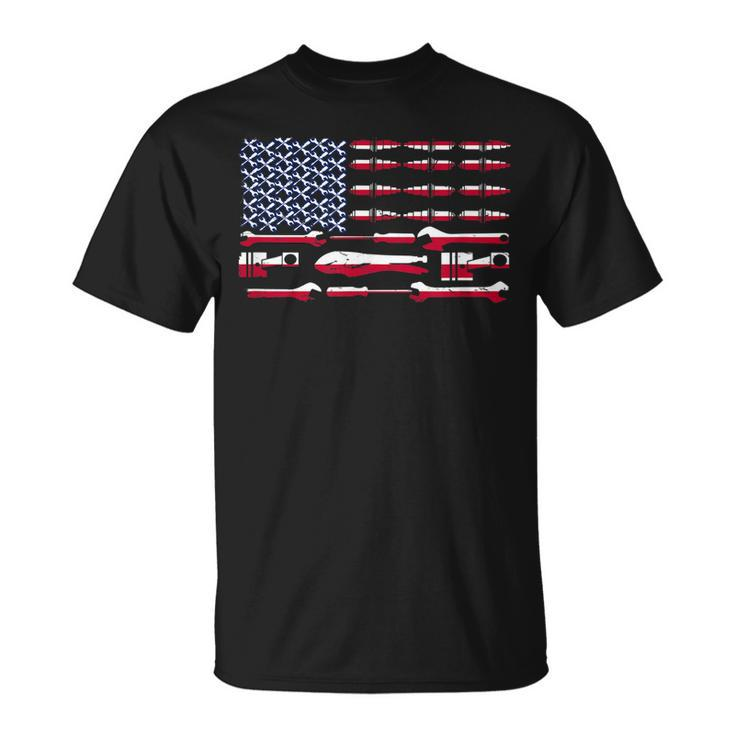 Mechanic Engineer Car Motorcycle Plane Us Flag Patriotic Unisex T-Shirt