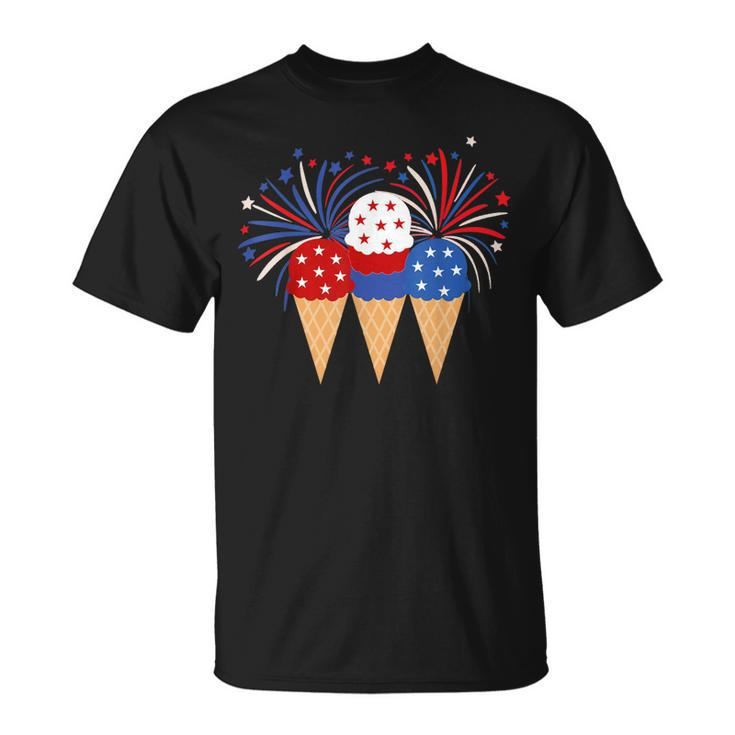 Memorial Day Patriotic Ice Cream Cones 4Th Of July Popsicles Unisex T-Shirt