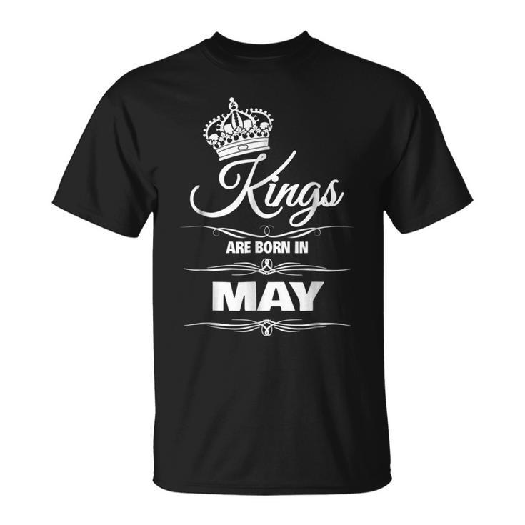 Mens Kings Are Born In May Birthday Novelty Gift For Men Unisex T-Shirt